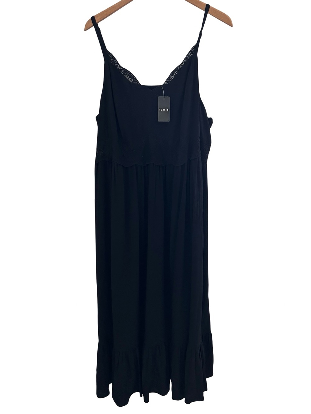 Torrid Washable Gauze Lace Inset Dress in Deep Black Size 3X NWT